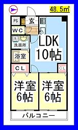 コートハウスジュノー 2LDKの間取図画像