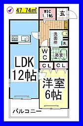 グラスガーデン相模大野 1LDKの間取図画像