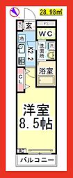 ラフィネサウス 1Kの間取図画像