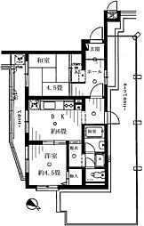 ダイアパレス妙蓮寺第２・A棟 4階2DKの間取り