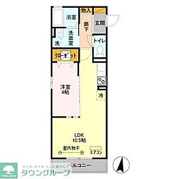 つくばエクスプレス 三郷中央駅 徒歩17分の賃貸アパート 1階1LDKの間取り