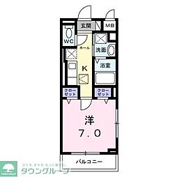 つくばエクスプレス 流山おおたかの森駅 徒歩9分の賃貸アパート 1階1Kの間取り