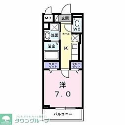 つくばエクスプレス 流山おおたかの森駅 徒歩9分の賃貸アパート 2階1Kの間取り