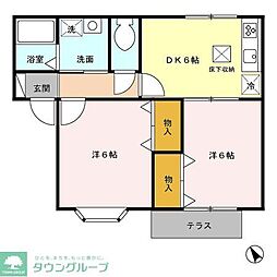 つくばエクスプレス 八潮駅 バス15分 八潮市役所下車 徒歩6分の賃貸アパート 1階2DKの間取り
