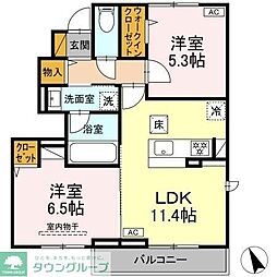 JR常磐線 柏駅 徒歩25分の賃貸アパート 1階2LDKの間取り