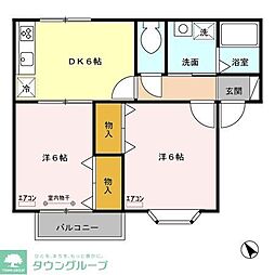 つくばエクスプレス 八潮駅 バス15分 八潮市役所下車 徒歩6分の賃貸アパート 2階2DKの間取り