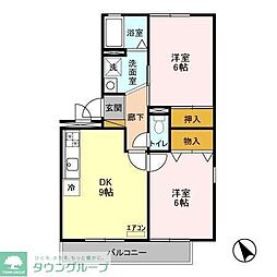 JR常磐線 馬橋駅 徒歩12分の賃貸アパート 1階2DKの間取り