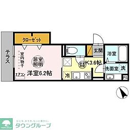 JR常磐線 柏駅 徒歩12分の賃貸アパート 1階1Kの間取り