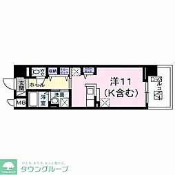 JR武蔵野線 越谷レイクタウン駅 徒歩1分の賃貸マンション 2階ワンルームの間取り