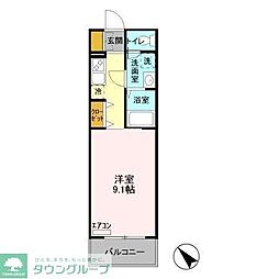 JR常磐線 松戸駅 徒歩14分の賃貸マンション 2階1Kの間取り
