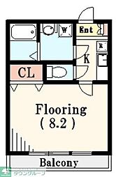 JR常磐線 松戸駅 徒歩13分の賃貸アパート 2階1Kの間取り