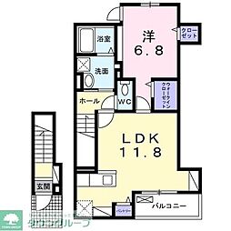 京成松戸線 松戸駅 3.8kmの賃貸アパート 2階1LDKの間取り