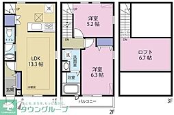 北総鉄道 北国分駅 徒歩17分の賃貸アパート 1階2LDKの間取り