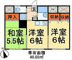 JR常磐線 松戸駅 徒歩7分の賃貸アパート 2階2DKの間取り