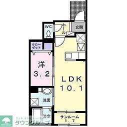 東武野田線 川間駅 徒歩10分の賃貸アパート 1階1LDKの間取り