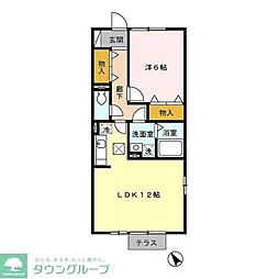 JR武蔵野線 新八柱駅 徒歩17分の賃貸アパート 1階1LDKの間取り