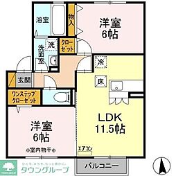 東武野田線 鎌ケ谷駅 徒歩12分の賃貸アパート 1階2LDKの間取り