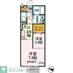 東武野田線 梅郷駅 徒歩4分の賃貸アパート 1階2Kの間取り