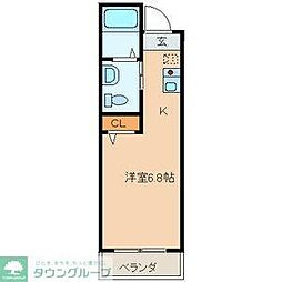 JR常磐線 松戸駅 徒歩20分の賃貸アパート 2階ワンルームの間取り