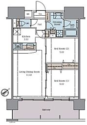 つくばエクスプレス 流山おおたかの森駅 徒歩3分の賃貸マンション 2階2LDKの間取り
