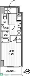 JR常磐線 北松戸駅 徒歩6分の賃貸マンション 6階1Kの間取り