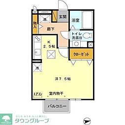 JR常磐線 馬橋駅 徒歩11分の賃貸アパート 1階ワンルームの間取り