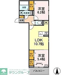 東武野田線 豊四季駅 徒歩17分の賃貸アパート 3階2LDKの間取り