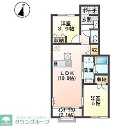 東武野田線 柏駅 徒歩25分の賃貸アパート 1階2LDKの間取り