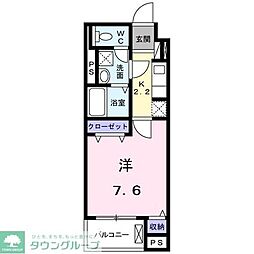 JR武蔵野線 三郷駅 徒歩4分の賃貸マンション 3階1Kの間取り