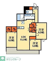 アレーズKASHIWANOHA 302 3階3LDKの間取り