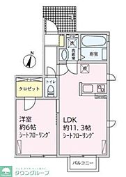 つくばエクスプレス 流山セントラルパーク駅 徒歩14分の賃貸アパート 1階1LDKの間取り