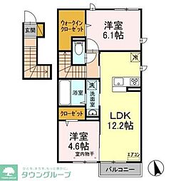東武野田線 豊四季駅 徒歩7分の賃貸アパート 2階2LDKの間取り