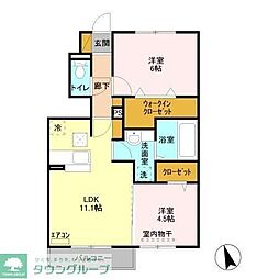 東武野田線 愛宕駅 徒歩21分の賃貸アパート 1階2LDKの間取り
