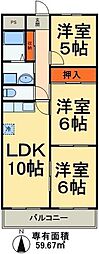つくばエクスプレス 南流山駅 徒歩11分の賃貸マンション 6階3LDKの間取り