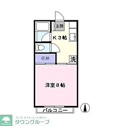 JR常磐線 柏駅 徒歩15分の賃貸アパート 2階1Kの間取り