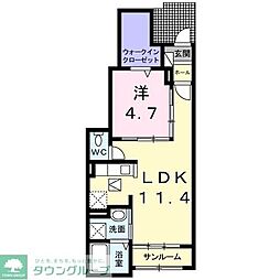 つくばエクスプレス 八潮駅 徒歩21分の賃貸アパート 1階1LDKの間取り