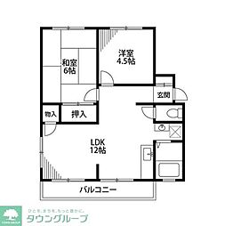 JR常磐線 北松戸駅 徒歩12分の賃貸アパート 1階2LDKの間取り