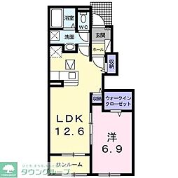東武野田線 清水公園駅 徒歩13分の賃貸アパート 1階1LDKの間取り