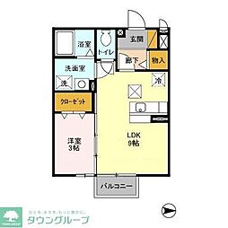 JR常磐線 北松戸駅 徒歩20分の賃貸アパート 1階1LDKの間取り
