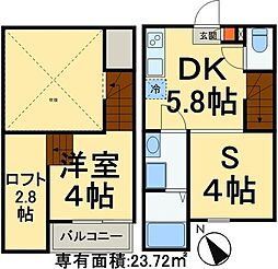 京成松戸線 松戸新田駅 徒歩1分の賃貸アパート 2階1DKの間取り