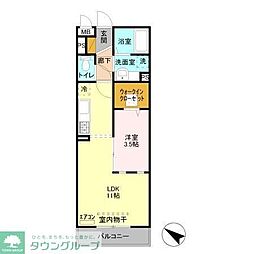 JR武蔵野線 南流山駅 徒歩4分の賃貸アパート 1階1LDKの間取り