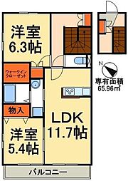 ストラーダ 2階2LDKの間取り