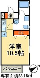 フェリスＭＫ 1階ワンルームの間取り