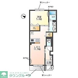 ザ・パーシモン・テラス 1LDKの間取図画像