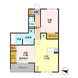 グレイススクエア 2LDKの間取図画像