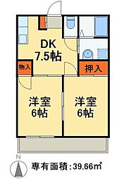 エミネンスコート 2DKの間取図画像