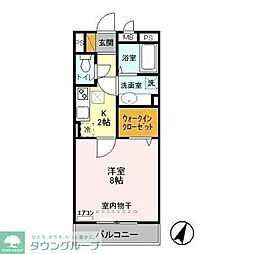 グランメール 1Kの間取図画像