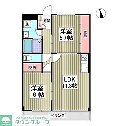 エルタウン 2DKの間取図画像