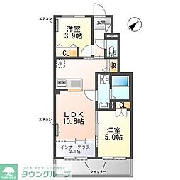 レオパレスALPHA 2LDKの間取図画像
