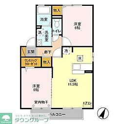 グラシューズ2 2LDKの間取図画像